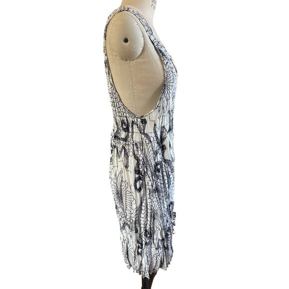 NWOT Alquema Micro Pleat Black & White Print Pinafore Dress Size Large - Picture 2 of 8